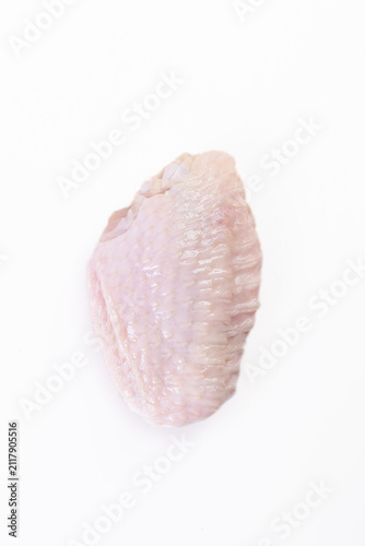 Raw Chicken Wing Fresh Poultry Meat Ingredient Isolated on White Background