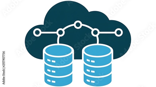 Cloud data storage and server network icon