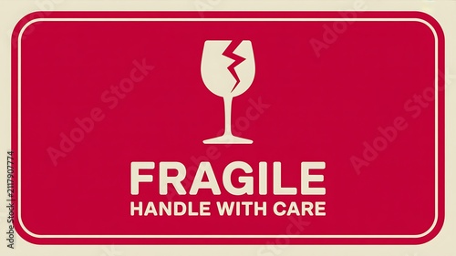 Fragile handle with care shipping label sign