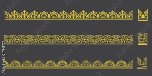 Editable Lace Border Elements and Seamless Pattern Vector Collection