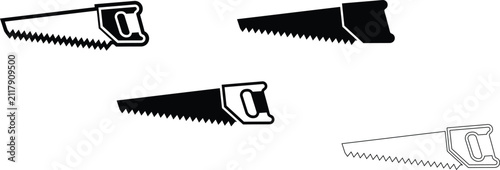 Obraz na płótnie Hand saw tool icons in various graphic design styles with carpentry construction