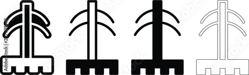 Foto Electricity pylon power transmission icon set with electricity transmission elec