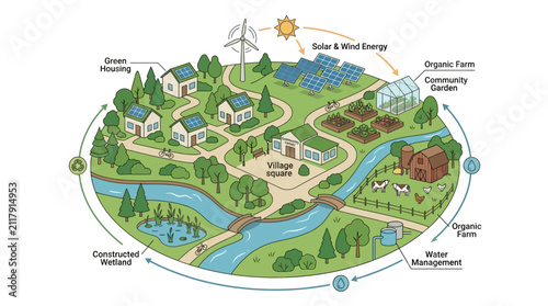 Foto Sustainable Eco Village: Renewable Energy, Organic Farming, Green Housing