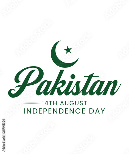 Pakistan independence day logo, Typography of the Name of Muslim Country 