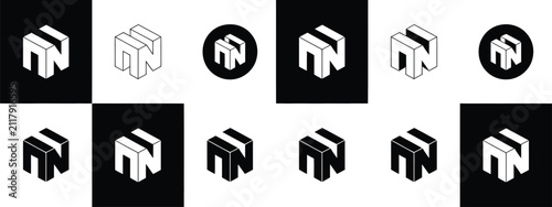 Cuadro en lienzo Notion logo icon collection in black and white featuring productivity app symbol
