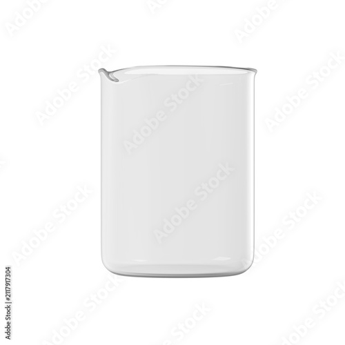 Clear glass beaker with a spout for laboratory experiments and scientific research