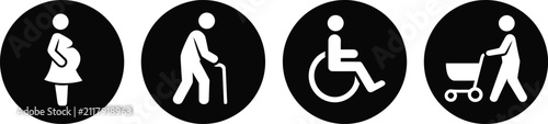 Inclusive pedestrian accessibility icons vector illustration.