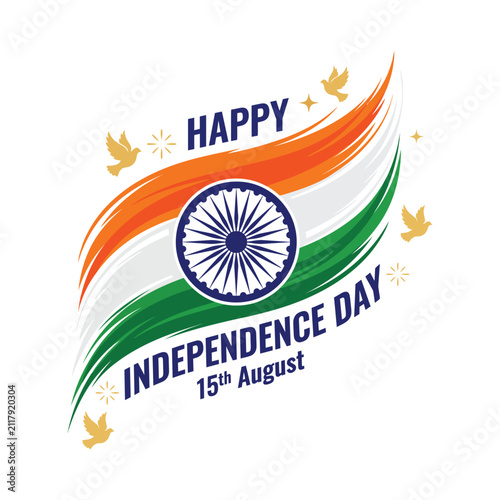 Minimalist Festive Happy India Independence Day Celebration Art