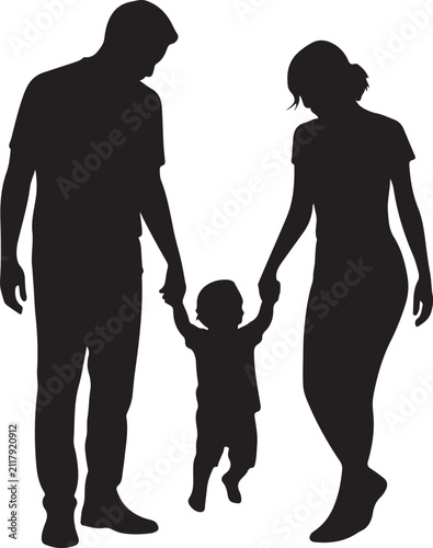 silhouette of a young couple art on white background