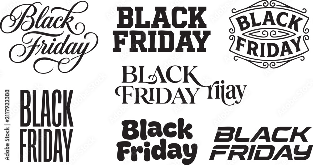 Obraz premium Black friday typography with handwritten and bold fonts handwritten font sale