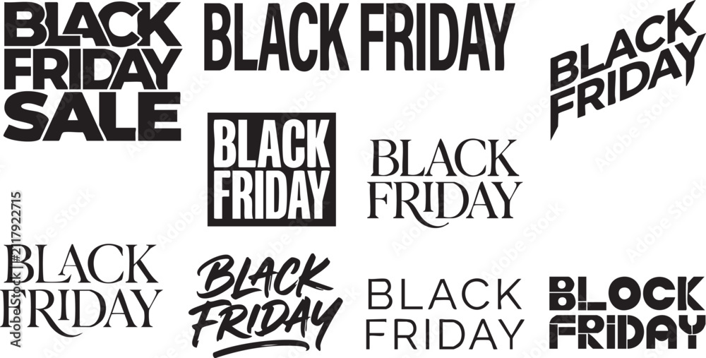 Obraz premium Bold black typography black friday sale promotional with repeating text black friday text