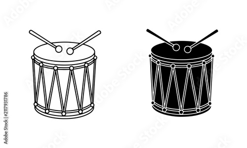 Foto Drum Set Vector Icons, Marching Band Percussion Instruments, Musical Performance