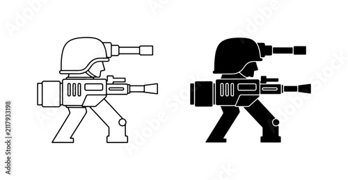 Canvastavla Military Soldier Icon, Weapon Silhouette, Combat Character Vector Art, Army Troo