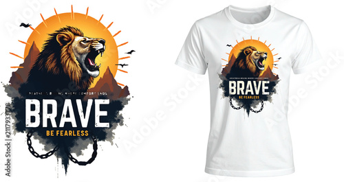 Brave Lion Mascot T Shirt Design | Strong Lion EPS Vector for Print