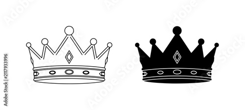 Photography Royal Crown Icons, Black and White Vector Graphics, Symbolizing Power and Royalt