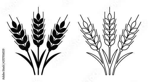 Foto Wheat Stalks Silhouette On White Background Minimalist Vector Illustration