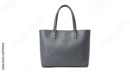 Foto Stylish grey leather tote bag with handles for daily fashion use