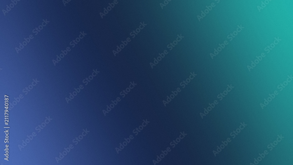 Obraz premium Abstract gradient background featuring smooth transitions from deep navy blue to vibrant teal with a soft grainy film texture overlay