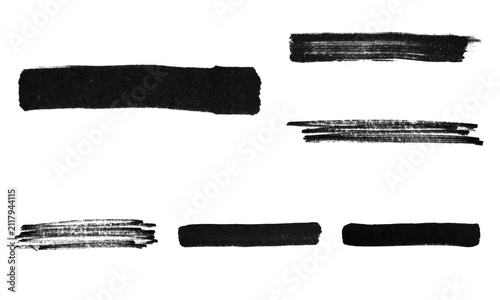 Hand drawn black ink brush strokes PNG overlay isolated on transparent background for design work
