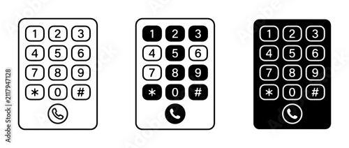 Phone Keypad Icons, Numeric Dial Pad Symbols, Communication Interface Elements