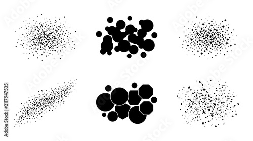 Abstract Black Dot & Speckle Vector Textures, Grunge Spray Paint Splatter Graphic Elements