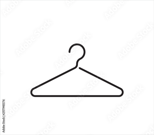 Simple black line drawing of a clothes hanger icon