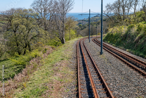 Cuadro en lienzo Driver's View of the Snaefell Mountain Railway Electric Train on the Isle of Man