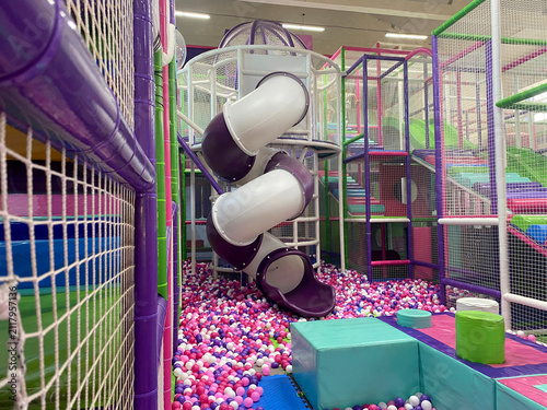 children playground in the park. colorful playground equipment