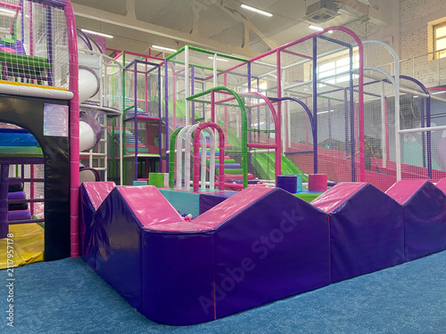 children playground in the park. colorful playground equipment