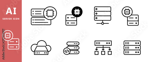 ai server icon artificial intelligence database technology vector