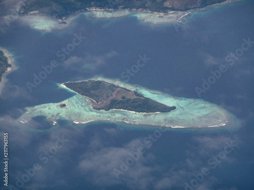 Aerial view of a tropical island in the Solomon Islands