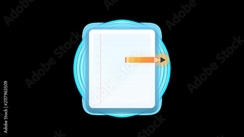 A blank notebook with a pencil poised to write, set against a futuristic, glowing background. This image represents ideas, planning, and the beginning of a new project