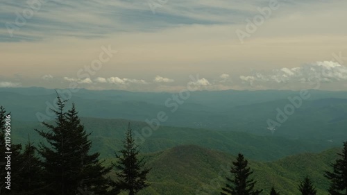 panorama of mountains from above and cloudy sky