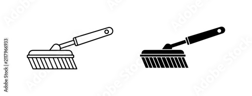 Canvastavla Cleaning Brush Icons, Scrub Brush Vector Graphics, Household Tool Illustrations