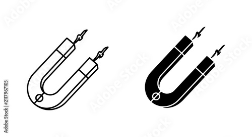 Foto U-Shaped Magnet Icons, Science Physics Symbol, Magnetic Force Vector Art