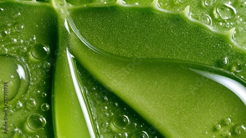 Aloe vera leaf close up showing succulent gel, water drops, and texture, symbolizing skin care, organic beauty, freshness, and natural hydration
