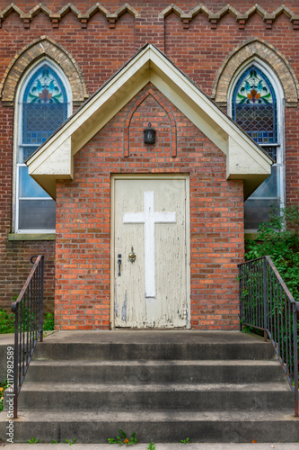 Side Entrance of 152 Year Old Catholic Church Straight On