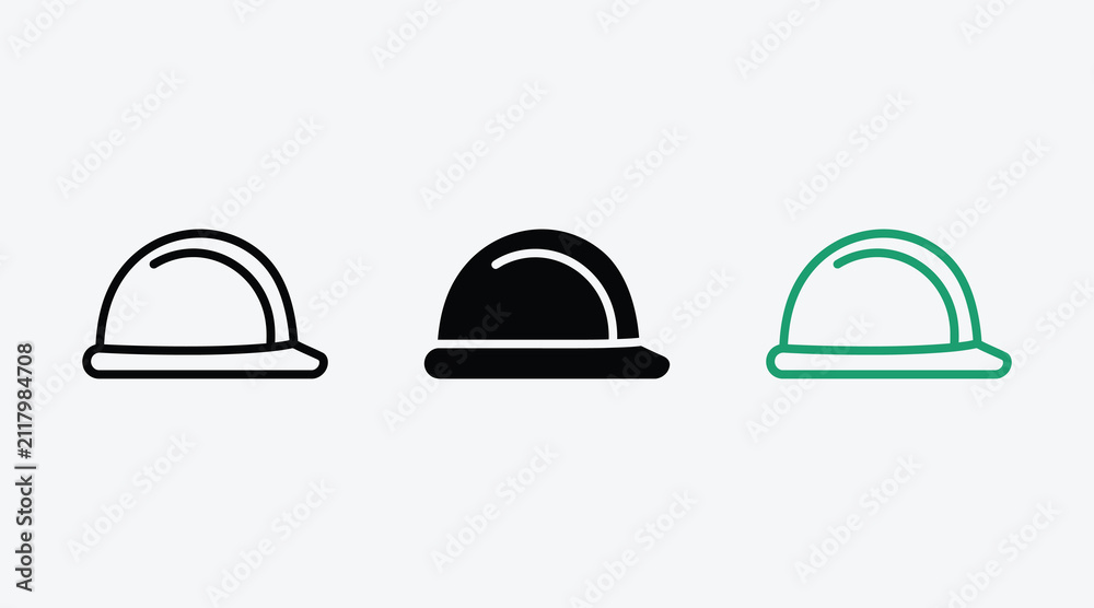Fototapeta premium Hard hat protective helmet icons set with protective construction industrial