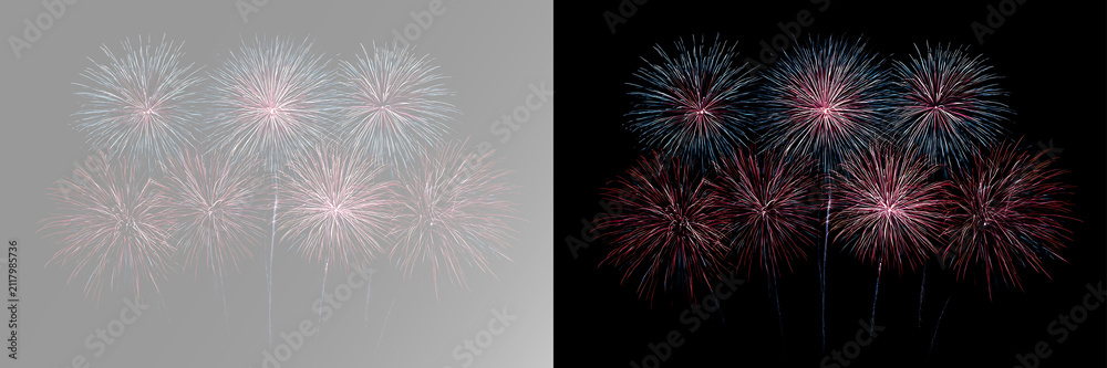 Fototapeta premium Vibrant festive fireworks with colorful glowing bursts celebrating special moments and holidays