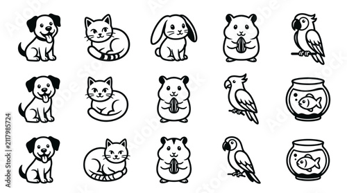Cute Pet Animal Icon Set