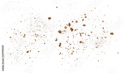 Pile dry clods dirt isolated on white background, with clipping path