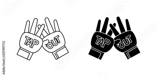 Foto Tap Out Hand Gesture Icons, Martial Arts Submission Signal, Combat Sports Symbol