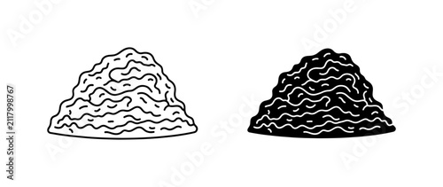 Foto Pile of Compost, Organic Material, Soil Heap, Black and White Vector Icons
