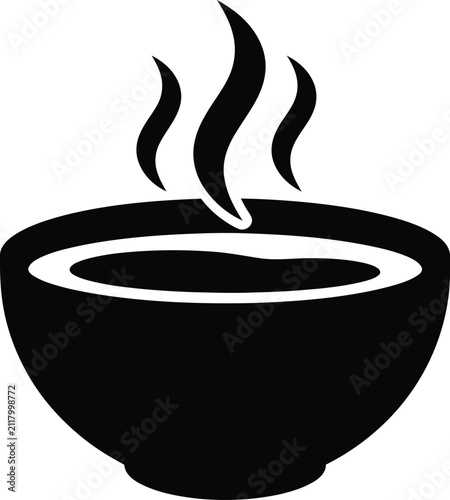 Silhouette vector of a steaming bowl for restaurant menu design
