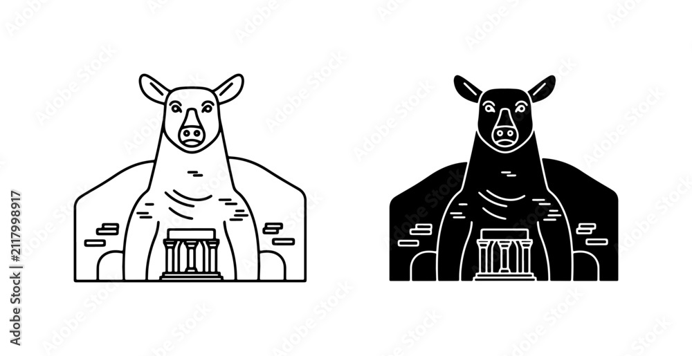 Obraz premium Llama Icon, Alpaca Vector Art, South American Camelid Silhouette, Cute Animal Graphics