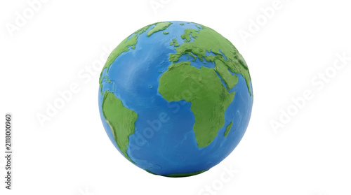 3d globe showing continents and oceans with realistic texture