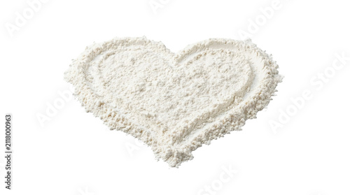 Принти на полотні Heart shape made of flour on black background highlights baking passion