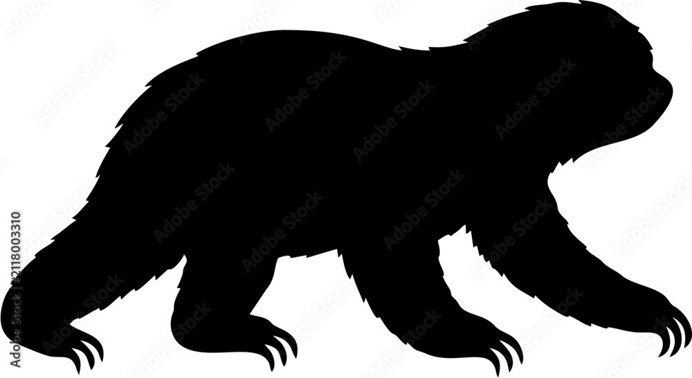 Fototapeta premium Crawling Sloth Silhouette Vec...