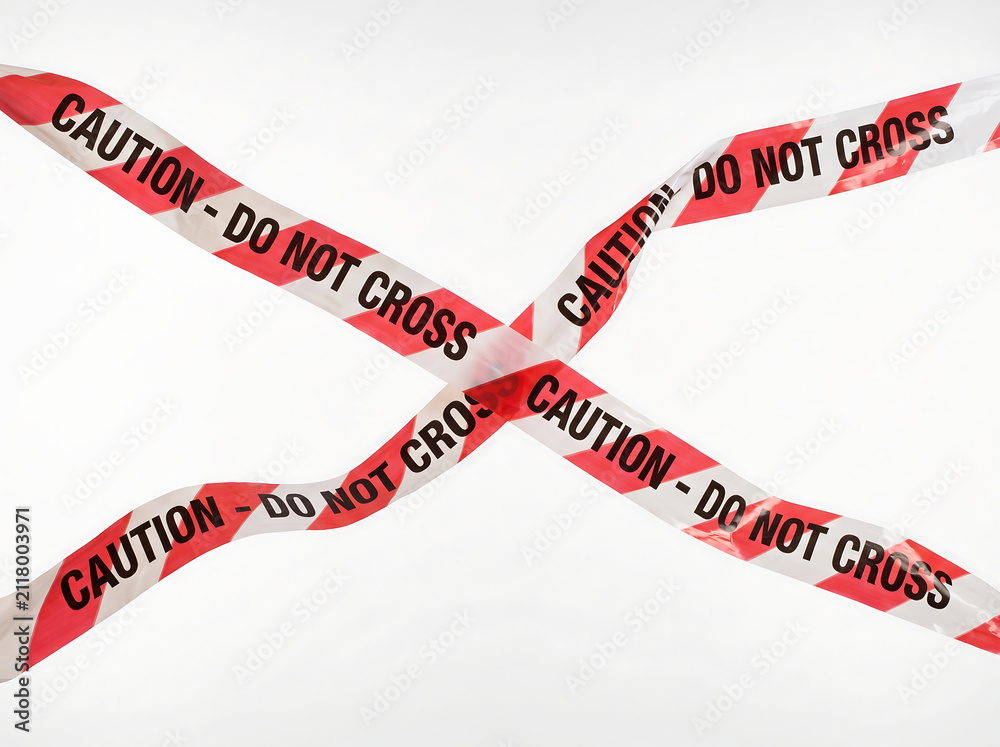 Obraz premium Red and white striped caution warning tape