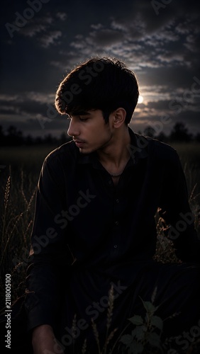portrait of a young man in the sunset